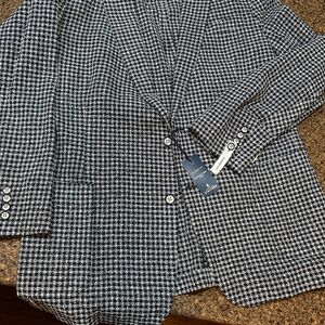 Stafford Classic Black and White Checkered Blazer